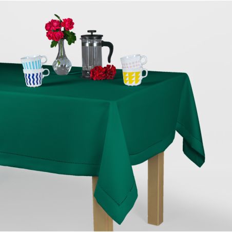 Obrus z mereżką 160x160 Ciemna Zieleń Elegancki Kwadrat