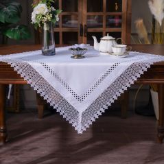 Biała Serweta 85 x 85 z Geometrycznym Wzorem
