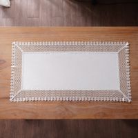 Kremowy Bieżnik 50x100 Z Szeroką Koronką Gipiurową