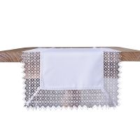 Piękny Biały Bieżnik 50 x 100 Z Gipiurą W Romby