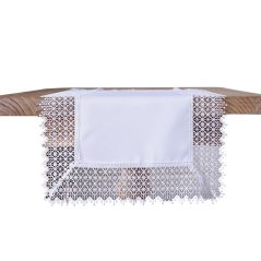 Piękny Biały Bieżnik 60 x 120 Z Gipiurą W Romby