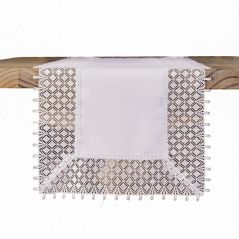 Gustowny Kremowy Bieżnik 40 x 140  Z Piękną Gipiurą
