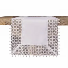 Gustowny Kremowy Bieżnik 40 x 140  Z Piękną Gipiurą