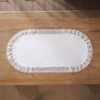 Gustowny Kremowy Bieżnik 60 x 120 Owalny Z  Gipiurą