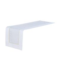 Biały Bieżnik Gold 40 x 140 Zdobiony Złotą Żyłką