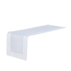 Biały Bieżnik Gold 40 x 140 Zdobiony Złotą Żyłką