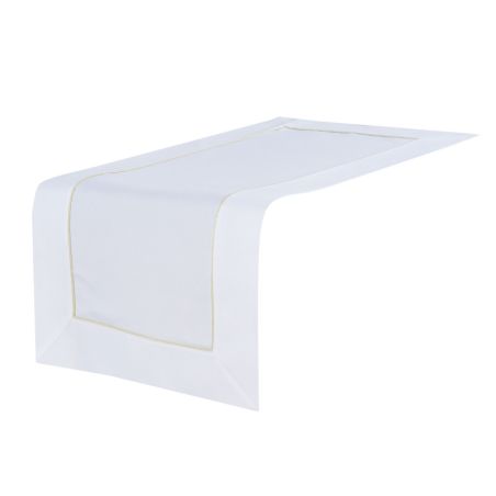 Biały Bieżnik Gold 60 X 120 Zdobiony Złotą Żyłką