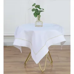 Biały Kwadrat Gold 85 x 85 Zdobiony Złotą Żyłką