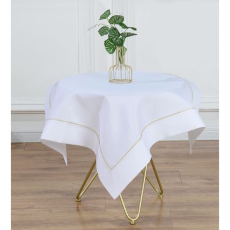 Biały Kwadrat Gold 85 x 85 Zdobiony Złotą Żyłką