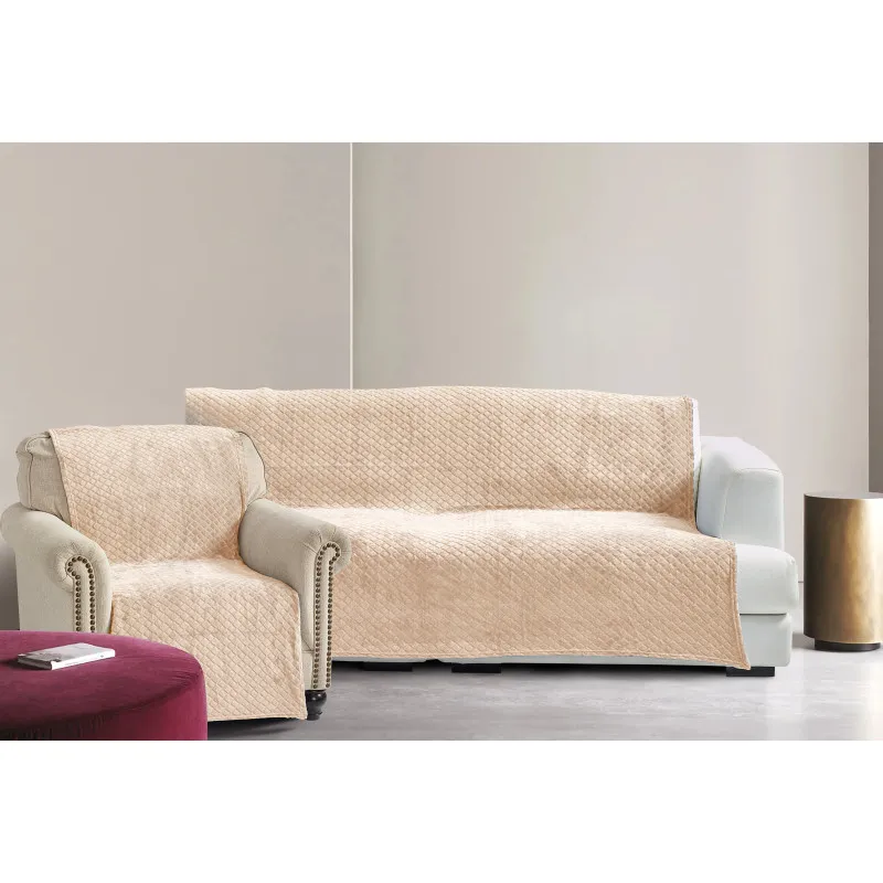 Beżowy Komplet Na Sofę i Fotele 160 x 210 2x70x160 Beżowy Komplet Na Sofę i Fotele 160 x 210 2x70x160