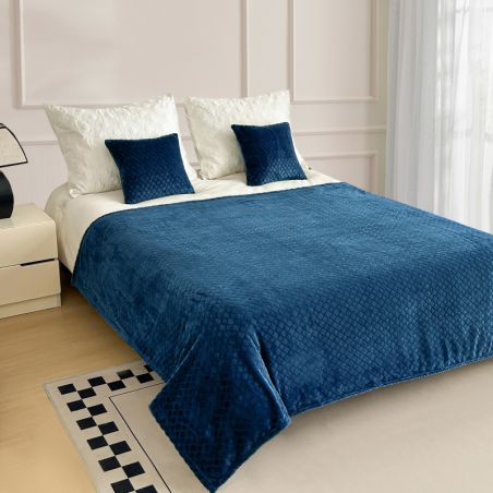 Ciemno Niebieski Koc Rodos 160x200 Pled Na Kanapę