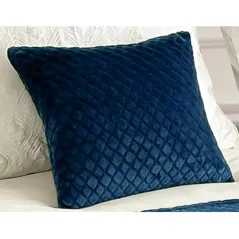 Pluszowa Ciemnoniebieska Poszewka 40 x 40 Wytłaczane Romby
