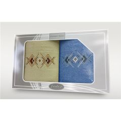 Komplet Frotex Gift 2 2X70 Wzór 4 Krem-Niebies