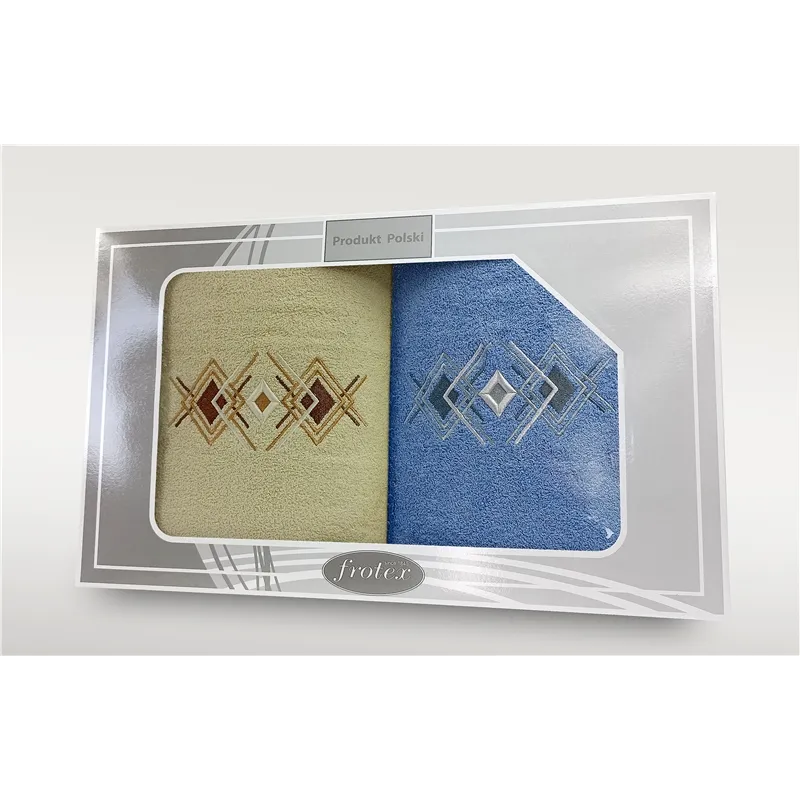 Komplet Frotex Gift 2 2X70 Wzór 4 Krem-Niebies