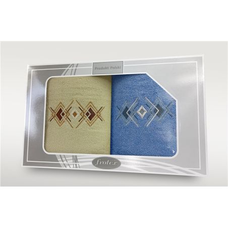 Komplet Frotex Gift 2 2X70 Wzór 4 Krem-Niebies