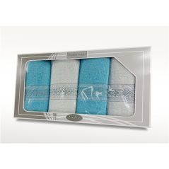 Komplet Frotex Gift 2 Iv Wzór 2 Biały-Turkus