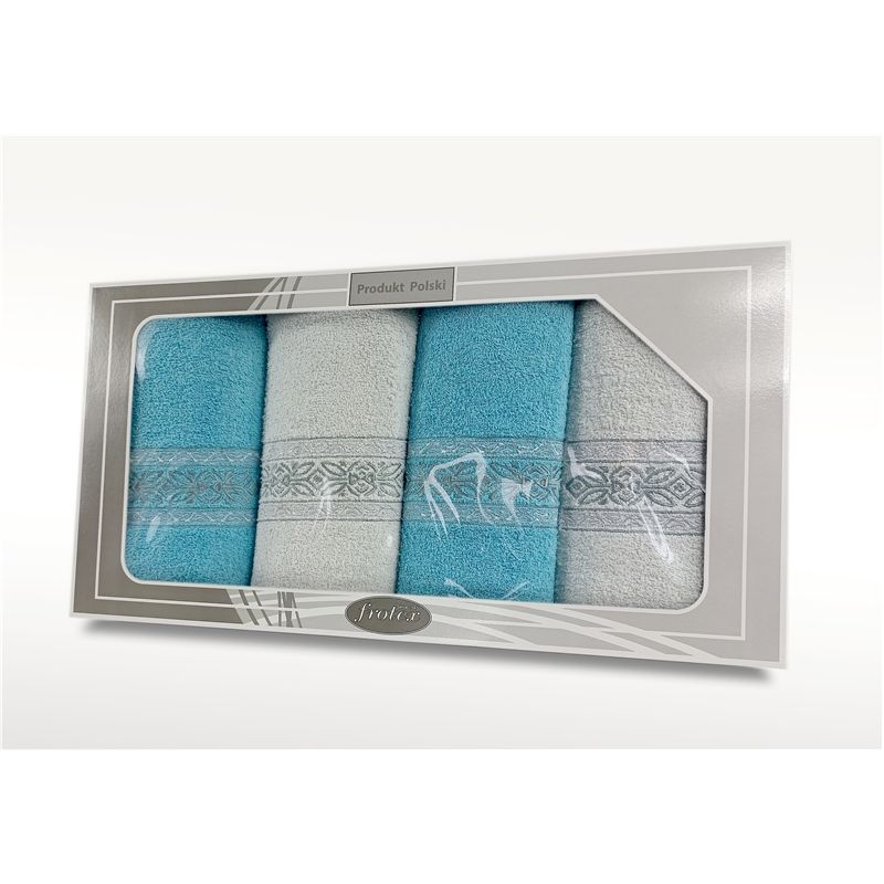 Komplet Frotex Gift 2 Iv Wzór 2 Biały-Turkus