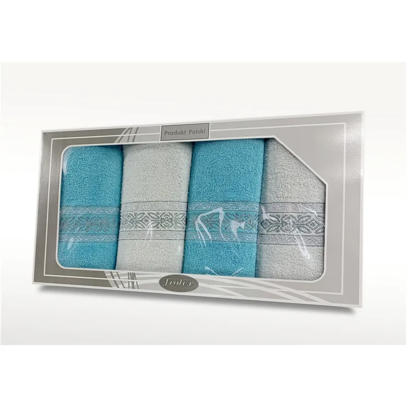 Komplet Frotex Gift 2 Iv Wzór 2 Biały-Turkus Komplet Frotex Gift 2 Iv Wzór 2 Biały-Turkus