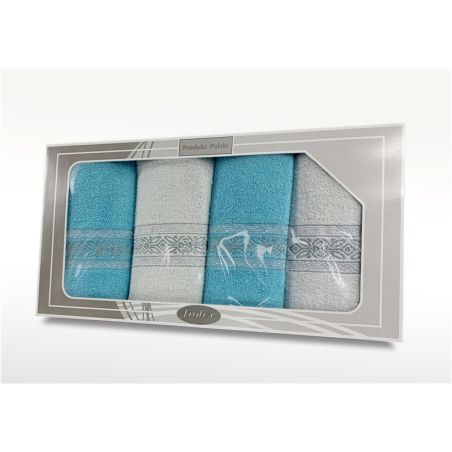 Komplet Frotex Gift 2 Iv Wzór 2 Biały-Turkus