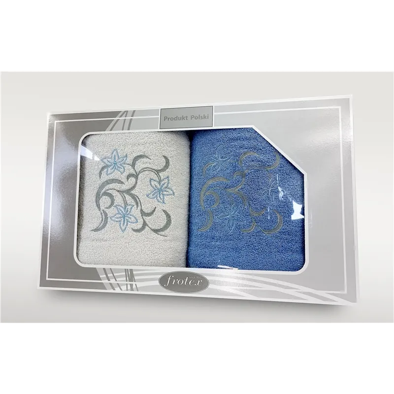 Komplet Frotex Gift 2 2X70 Wzór 3 Biały-Niebie Komplet Frotex Gift 2 2X70 Wzór 3 Biały-Niebie