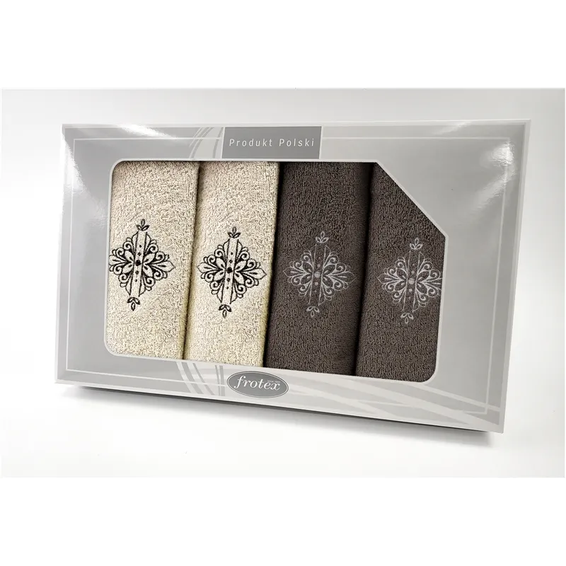 Komplet Frotex Gift Iv Wzór 6 Krem Brąz Komplet Frotex Gift Iv Wzór 6 Krem Brąz