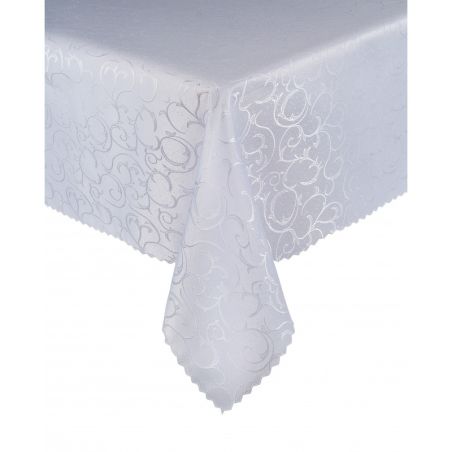Obrus Plamoodporny Biały 140 x 260 Ornament Pnącza