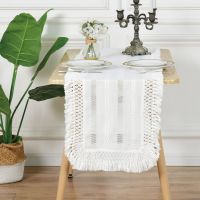 Biały Bieżnik Scandi 40x180 Styl Boho Piękna Gipiura
