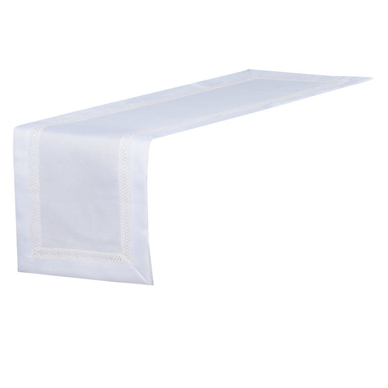 Biały Bieżnik VIKI 60x120 Z Lamówką Gipiurową