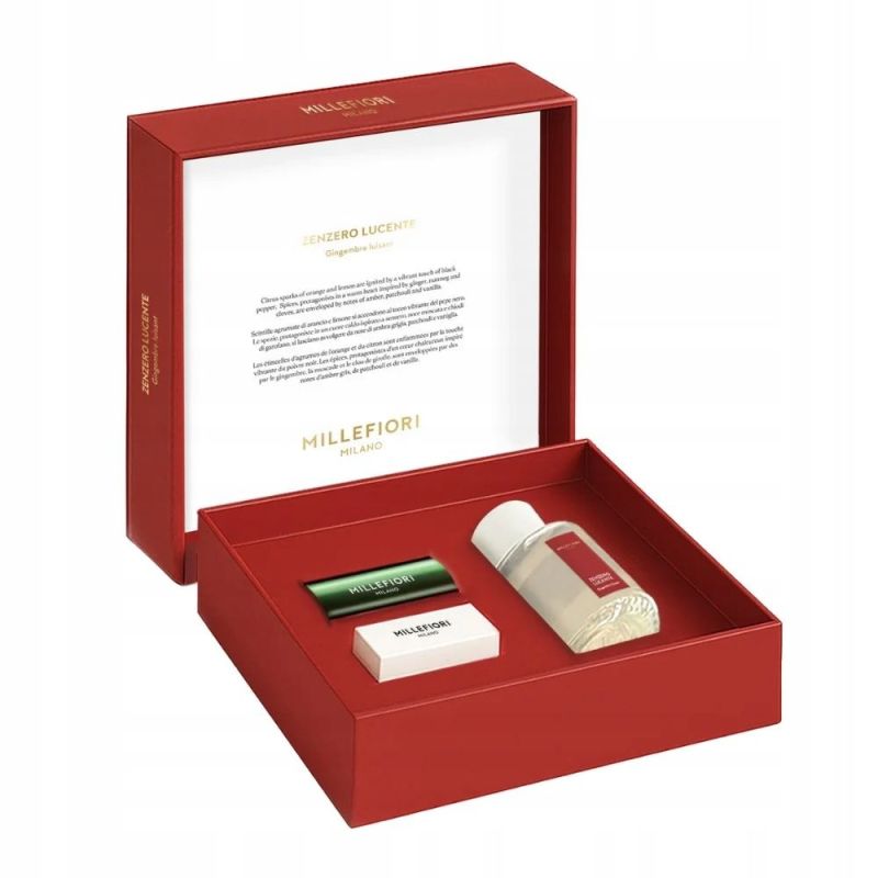 Mm Millefiori Milano zestaw prezentowy 100ML+Car Icon Zenzero Lucente