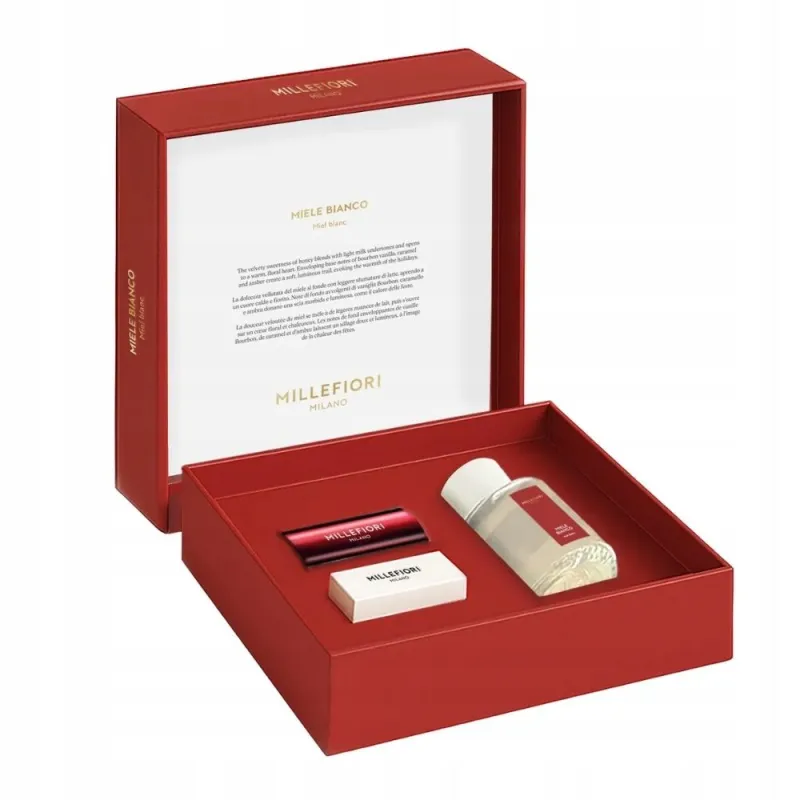 MM Millefiori Milano zestaw prezentowy paleczki 100ML+CAR Icon Miele Bianco