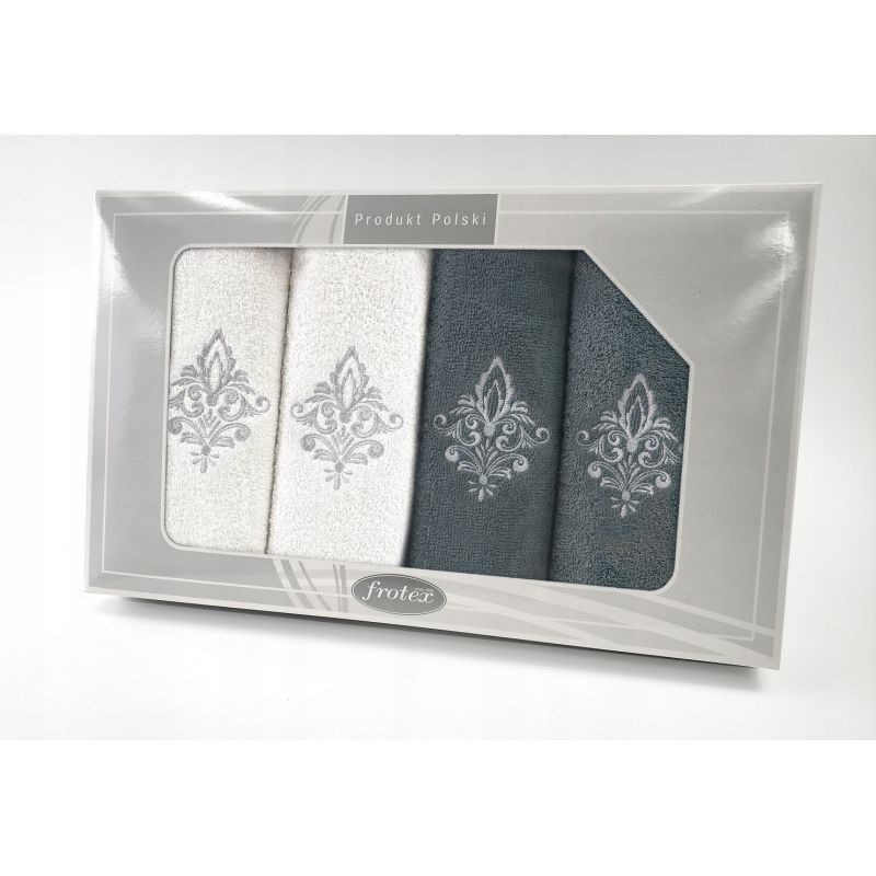 Komplet Frotex Gift Iv Wzór 5 Biały C.popiel