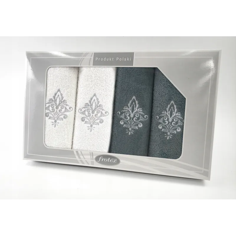Komplet Frotex Gift Iv Wzór 5 Biały C.popiel Komplet Frotex Gift Iv Wzór 5 Biały C.popiel