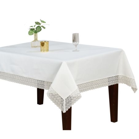 Okrągły Obrus Amelia Fi 140 Kremowy Z Koronką