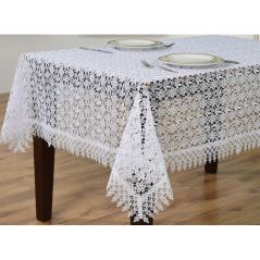 Obrus Pełna Gipiura 140 x 350 Biały Wzór Ażurowy