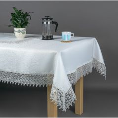 Obrus Biały Listki 140x280 Koronka Gipiura Płomyki