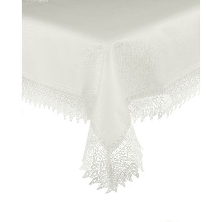 Obrus Krem Listki 110x160 Koronka Gipiura Płomyki
