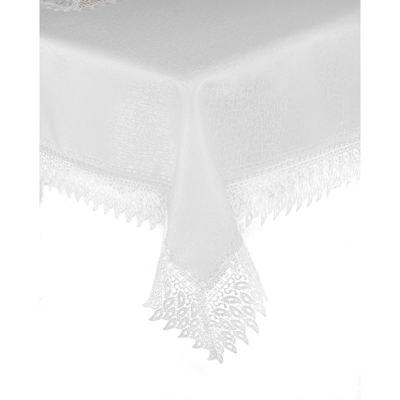 Obrus Biały Listki 140x200 Koronka Gipiura Płomyki