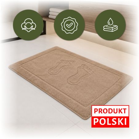Dywanik Łazienkowy Beż Stopka Bawełna 100% Solidny 50x70 650g 95° HORECA