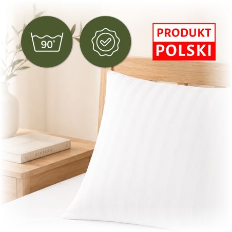 Poszewka Hotelowa Adamaszek Biała 145 g/m² 70x80 Pasek 4mm OEKO-TEX