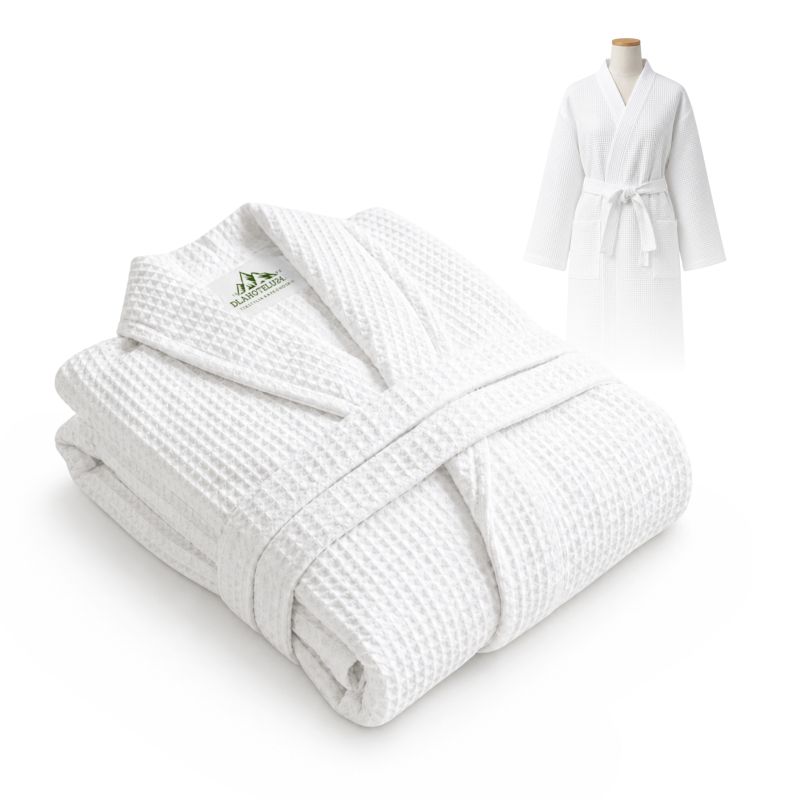 Biały szlafrok hotelowy waflowy XXL 250 g/m²