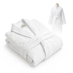 Biały szlafrok hotelowy waflowy S/M 250 g/m²