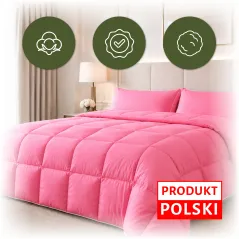 Kołdra Puchowa Całoroczna Lekka 160x200 1,6kg Różowa Poszycie 100% Bawełna