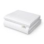 Biała poszwa hotelowa adamaszek 160x200 pasek 4 mm