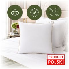 Poduszka Jasiek Półpuch Pierze 70% Puch 30 % Bawełna 100% 40x40 Krem/ Ecru