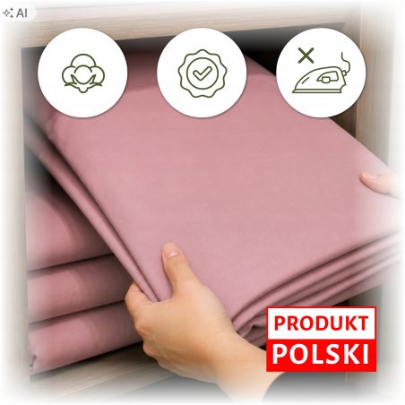 Prześcieradło z gumką Jersey Pudrowy Róż Bawełna Premium 100% 180x200
