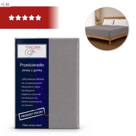 PRZEŚCIERADŁO JERSEY 160/200 STALOWY (066)
