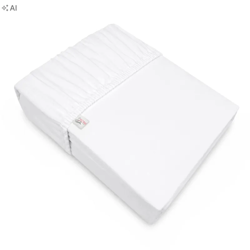Prześcieradło z gumką Jersey Białe Bawełna Premium 100% 120x200 OEKO-TEX Prześcieradło z gumką Jersey Białe Bawełna Premium 100% 120x200 OEKO-TEX
