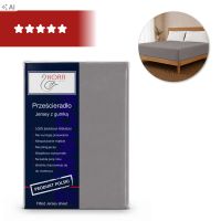 Prześcieradło z gumką Jersey Stalowe Bawełna Premium 100% 180x200 OEKO-TEX