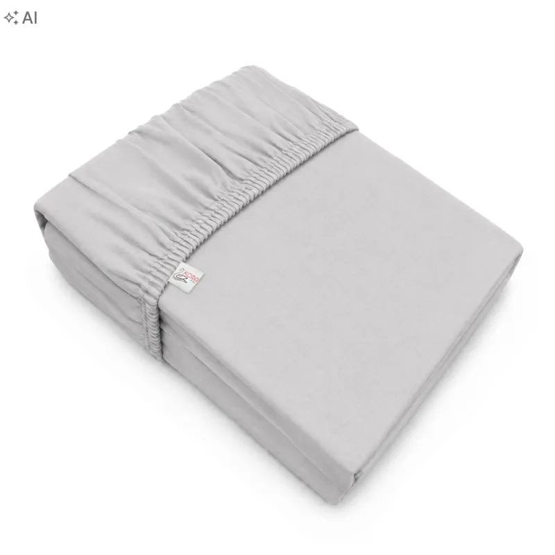 Prześcieradło z gumką Jersey Jasny szary Bawełna Premium 100% 200x220 Prześcieradło z gumką Jersey Jasny szary Bawełna Premium 100% 200x220
