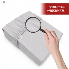Prześcieradło z gumką Jersey Jasny szary Bawełna Premium 100% 200x220